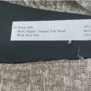 Warp: Silk 30% | Weft: Nepali Natural Yak Wool 46% | Weft: Raw Silk 24%