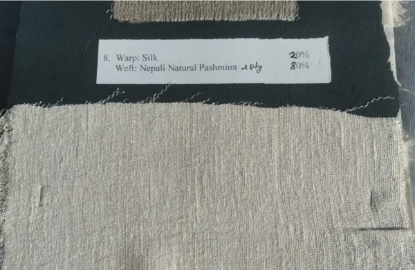 Warp: Silk 20% | Weft: Nepali Natural Pashmina 2 ply 80%