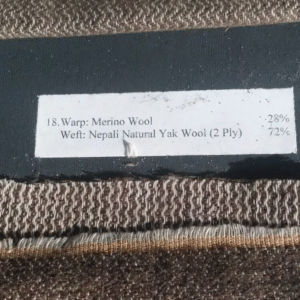 Warp: Merino Wool 28% | Weft: Nepali Natural Yak Wool (2 Ply) 72%