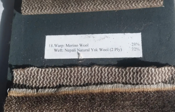 Warp: Merino Wool 28% | Weft: Nepali Natural Yak Wool (2 Ply) 72%