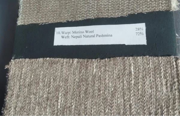 Warp: Merino Wool 28% | Weft: Nepali Natural Pashmina 72%